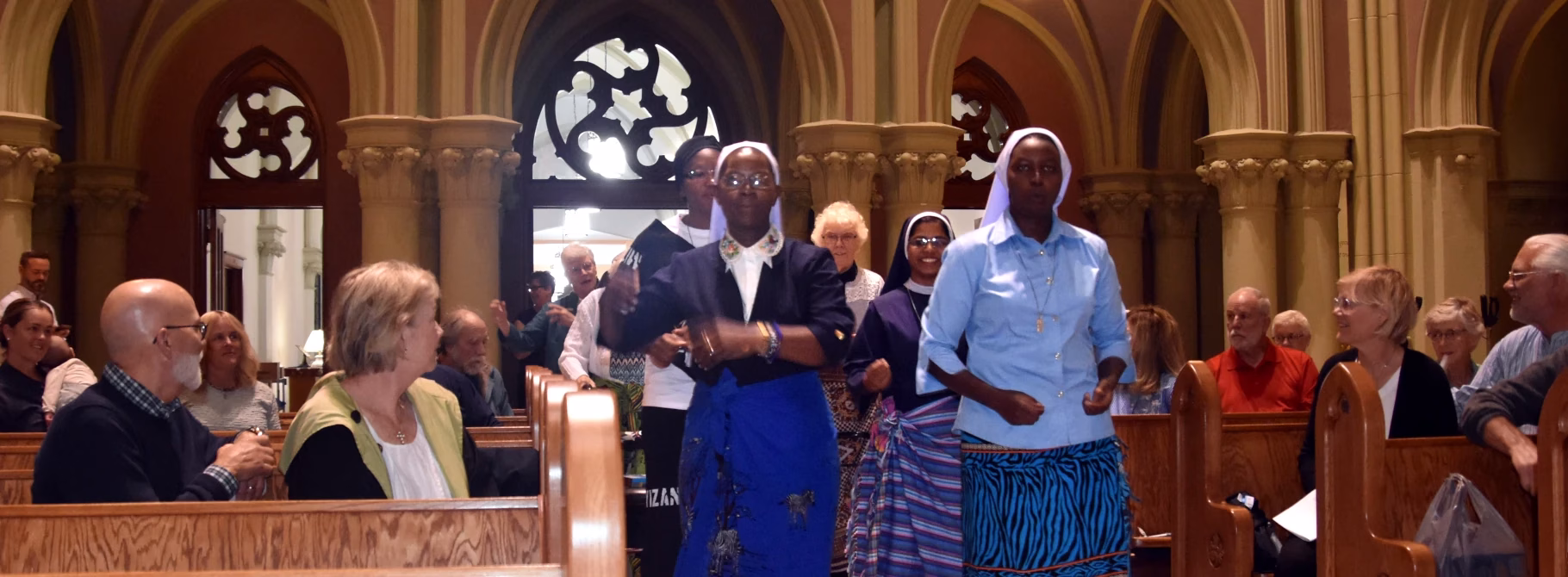 Ancilla Domini Chapel Poor Handmaid of Jesus Christ Sisters from several countries lead the procession entering the chapel